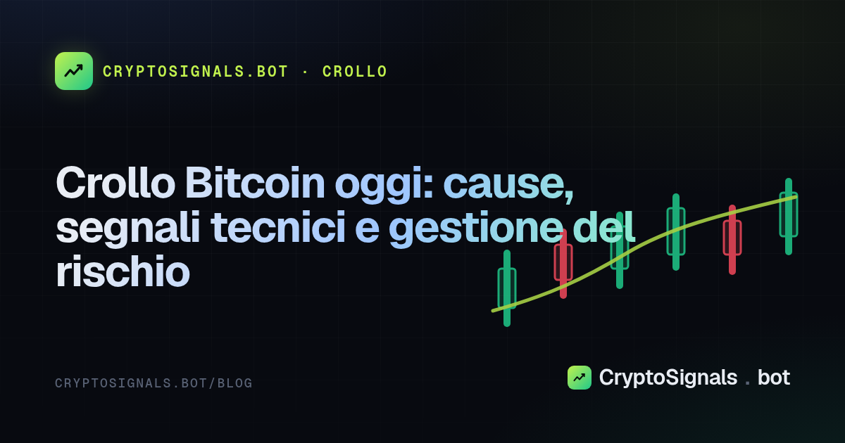 Crollo Bitcoin oggi: cause, segnali tecnici e gestione del rischio